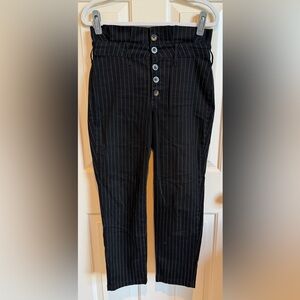Free People black pinstripe paperbag waist jeans. Size 8. EUC